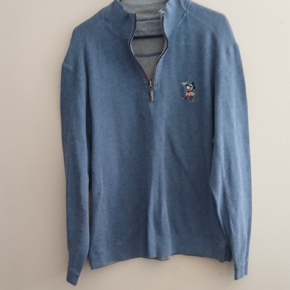 Tommy Bahama Light Blue Half-Zip Pullover with Embroidered Logo